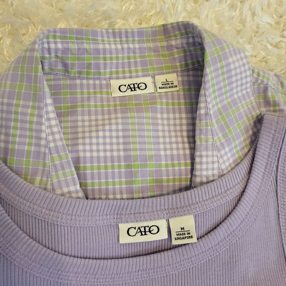 Cato Women's Button Blouse w/Tank, Pastel Purple, Medium/Large - Picture 11 of 12